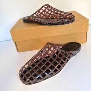 Vince Barcelona Jelly Cage Mules Ganach Brown Slip On Sandals Size 8